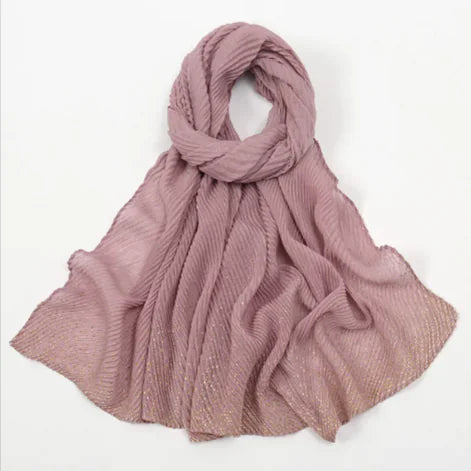 Gilded Crumpled Solid Color Polyester Scarf for Women