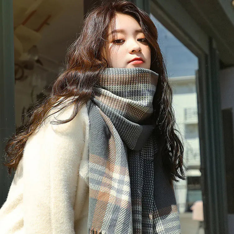 Houndstooth Pattern Thick Warm Scarf for Women