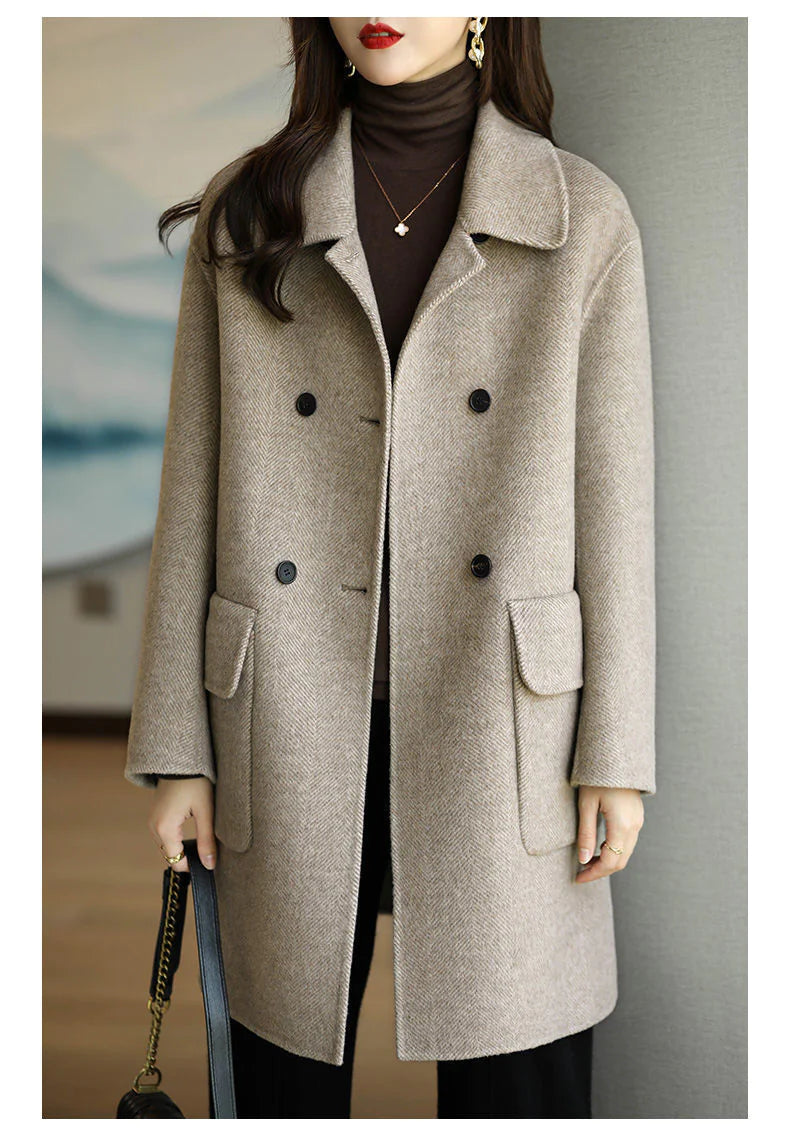 Mid-Length Woolen Coat for Women