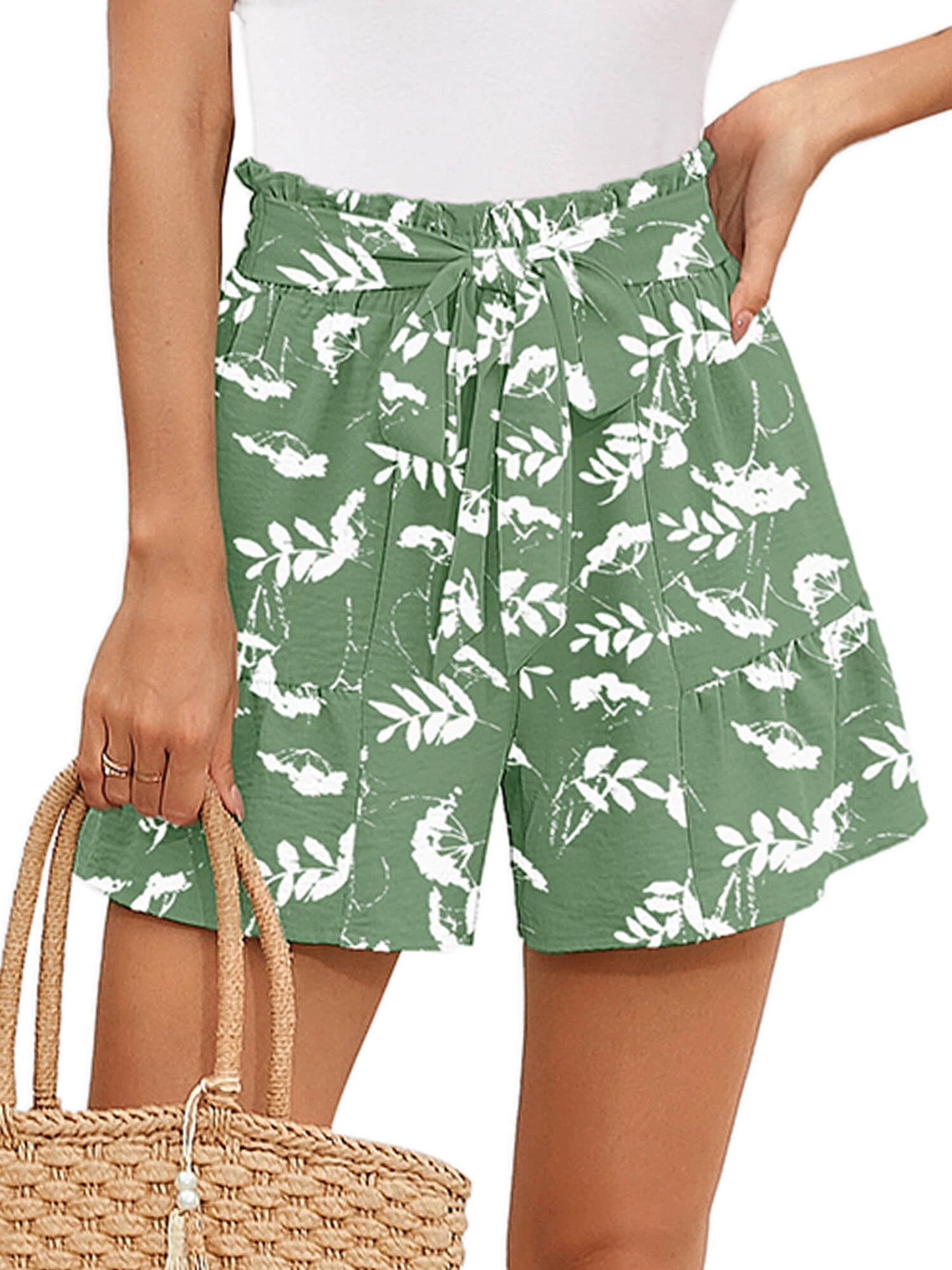 Summer High Waist Wide Leg Shorts for Womens Casual Loose Elastic Waist Lounge Beach Shorts with Pockets, US Size 2XL, Dark Blue