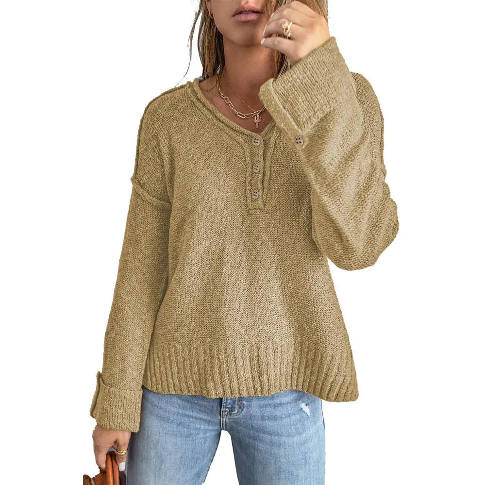 Loose Button Knitted Sweater for Women