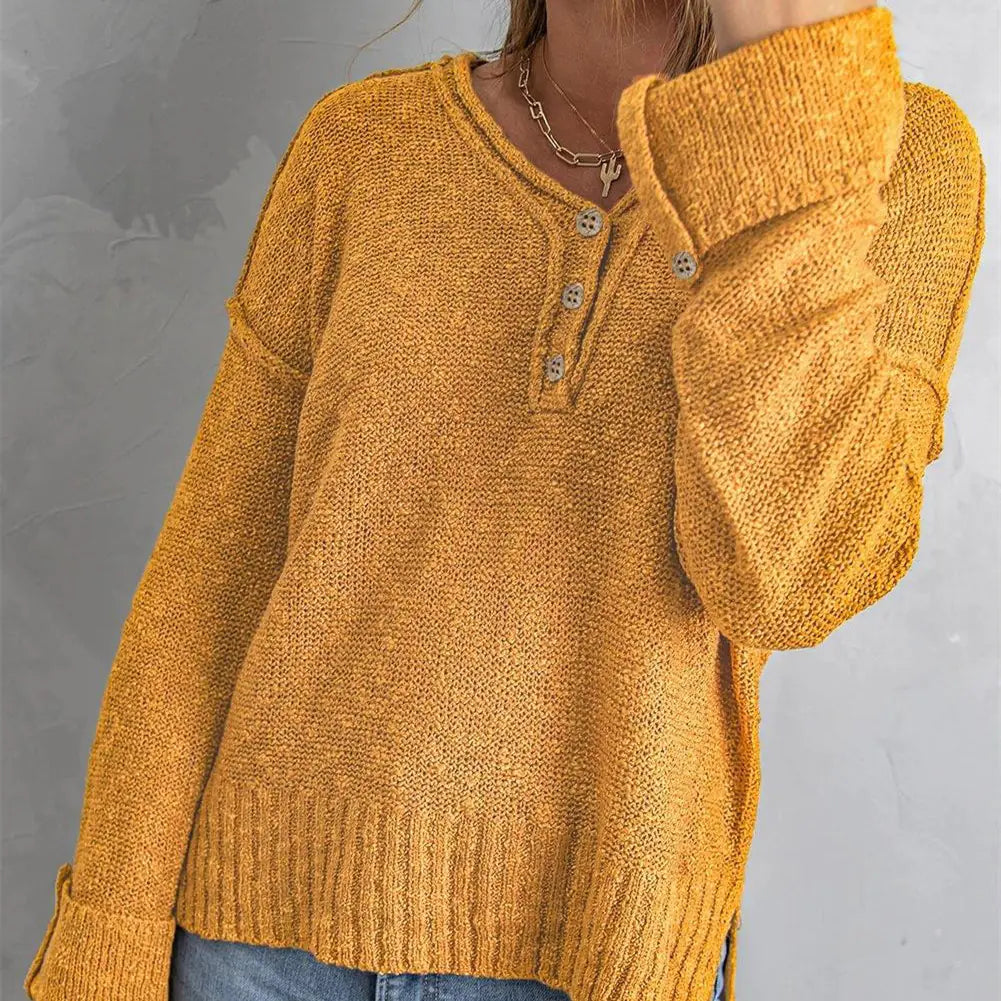 Loose Button Knitted Sweater for Women