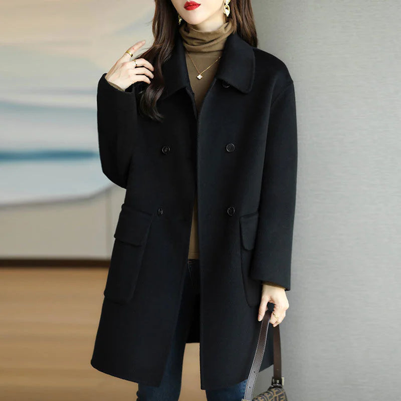 Mid-Length Woolen Coat for Women