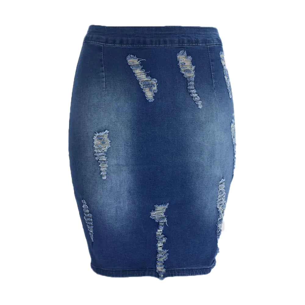 Denim Skirt with Holes for Women Pants