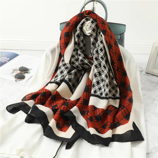 Korean Style Plaid Scarf for Women - Warm Shawl