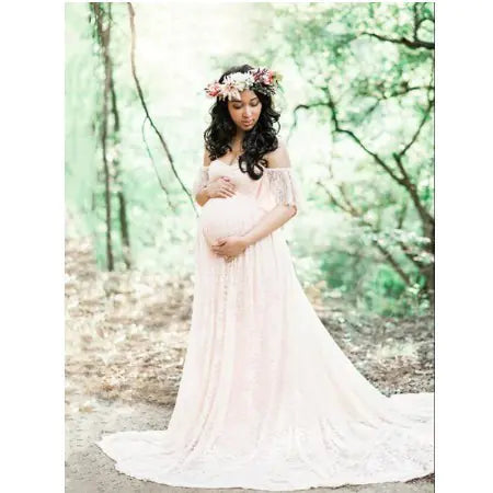 Maternity Photography Props Lace Wedding Dress Gown