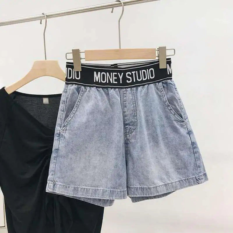 Embroidered High Waist Denim Shorts for Women