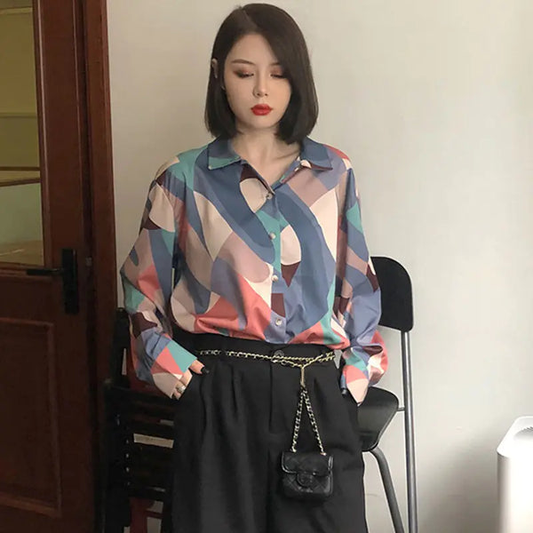 Loose-Fit Chiffon Painting Top for Women