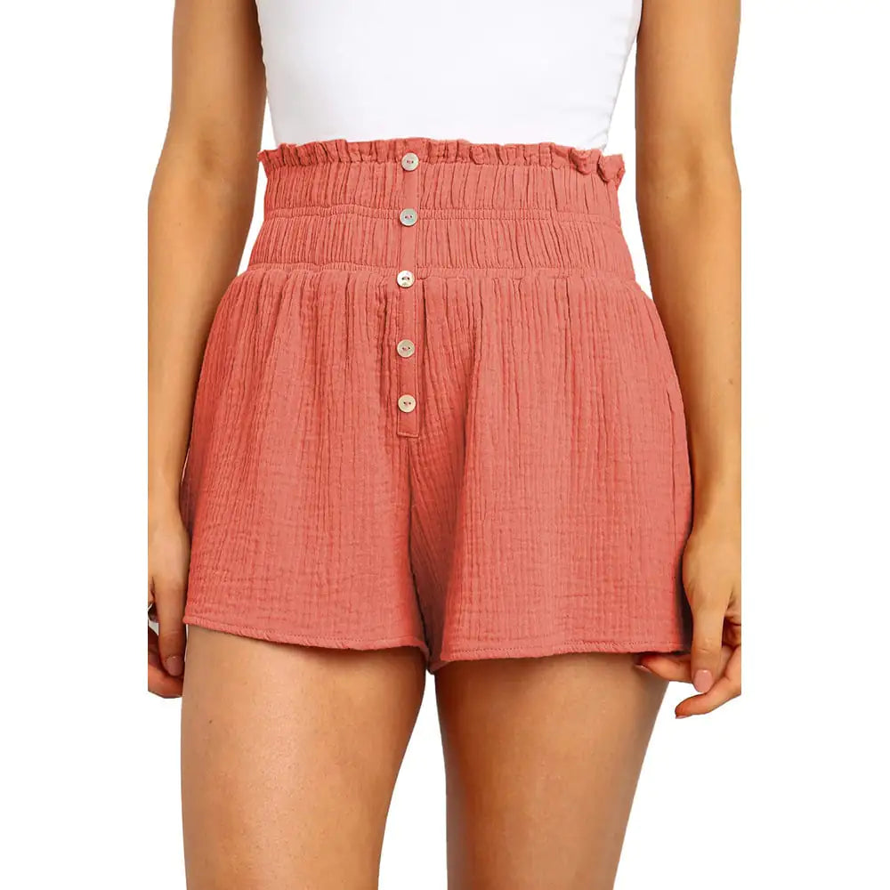 High Waist Pure Color Summer Shorts for Women