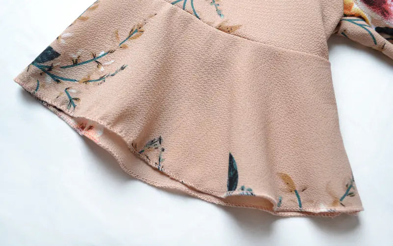 Bohemian V-Neck Ruffled Sleeve Print Jumpsuit Dress