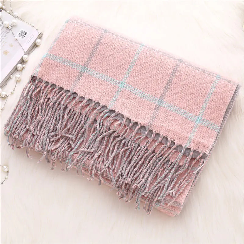 2018 Korean Style Thick Checkered Scarf for Women