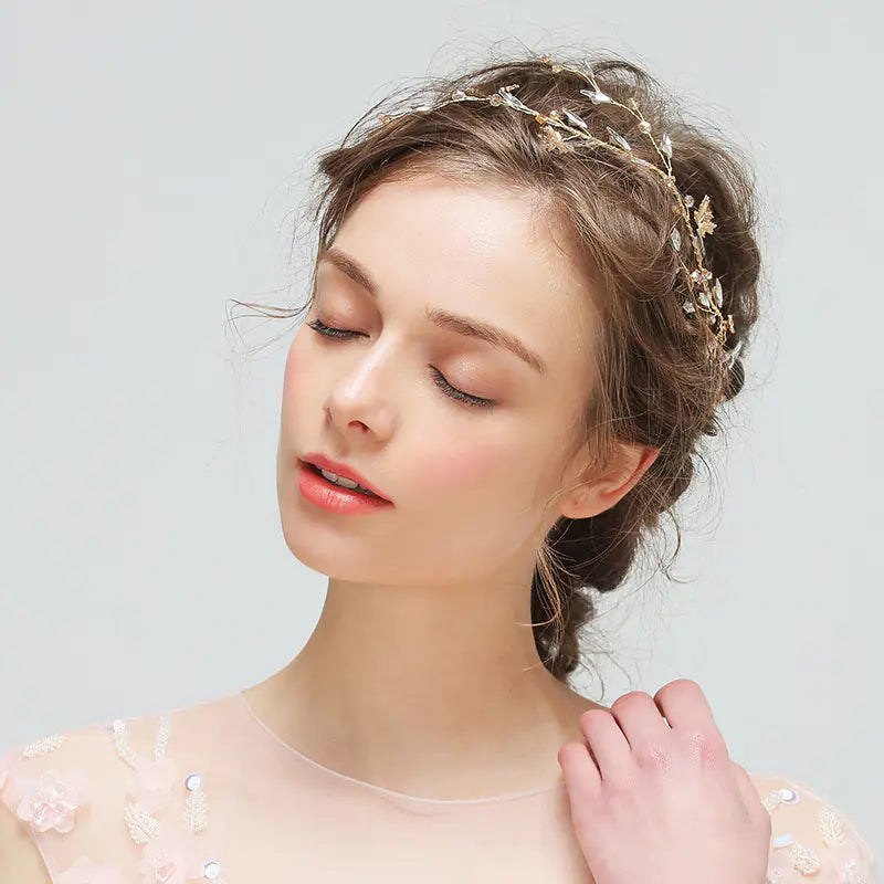 Handmade Bridal Hair Accessories with Crystal Headband