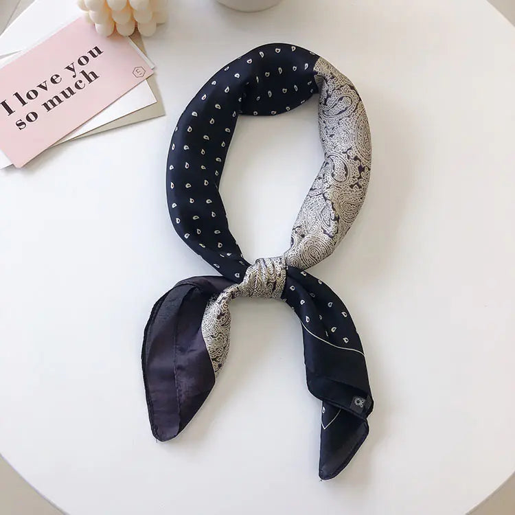 Vintage Cashew-Patterned Silk Scarf for Women