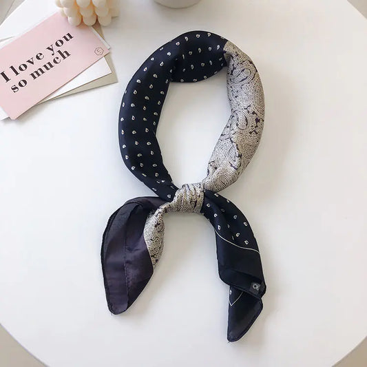 Vintage Cashew-Patterned Silk Scarf for Women