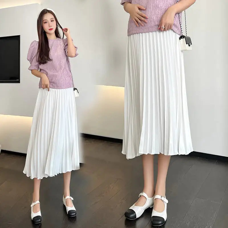 Summer Thin Pleated Skirt for Pregnant Women