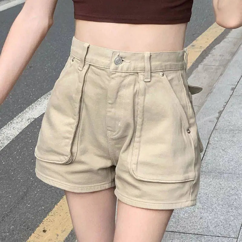 High Waist Slim Denim Workwear Shorts for Women