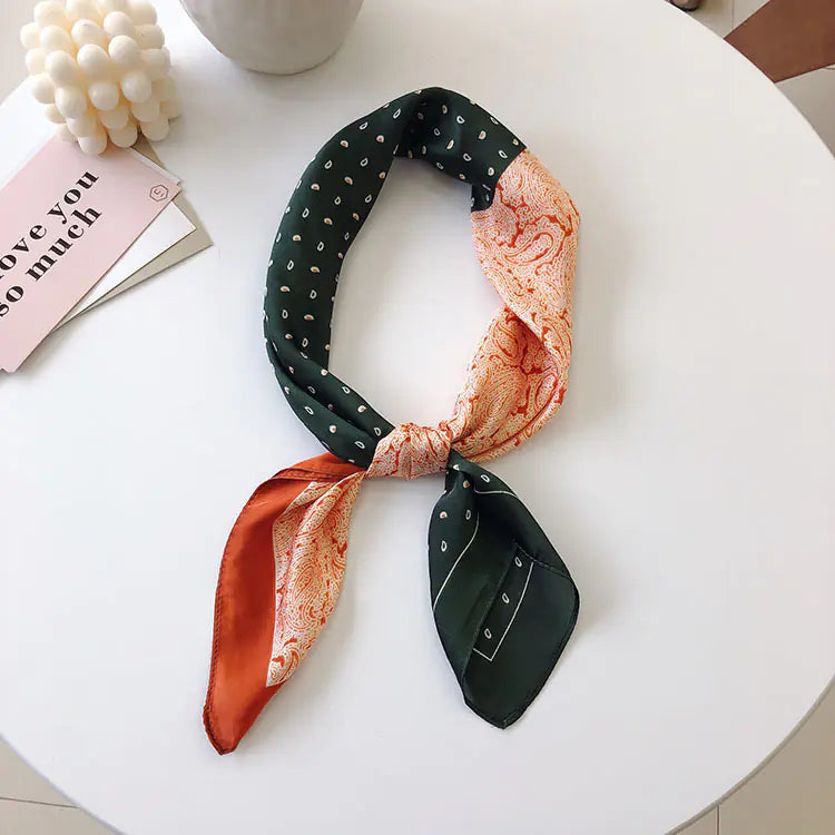 Vintage Cashew-Patterned Silk Scarf for Women