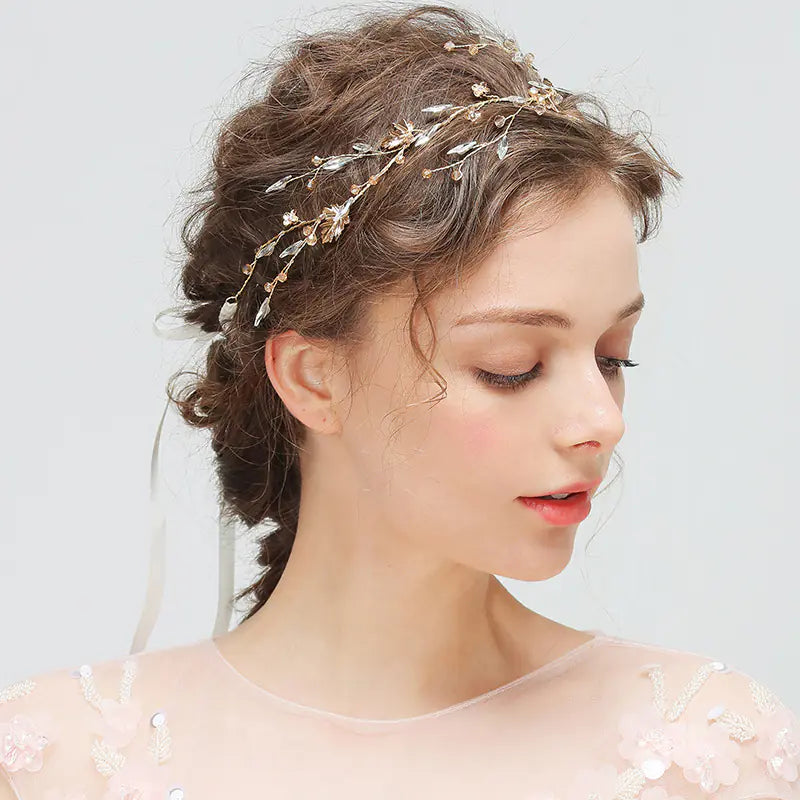 Handmade Bridal Hair Accessories with Crystal Headband