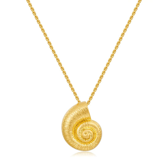 FAUTHENTICUTE Gold Summer Necklaces For Women Worn Gold Plated Conch Shell Charm Necklaces Beach Necklaces Gift