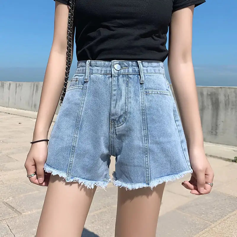 Wide-leg Denim Shorts for Women