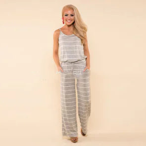 Floral Jumpsuit, Loose Fit Long Pants, Strap Jumpsuit