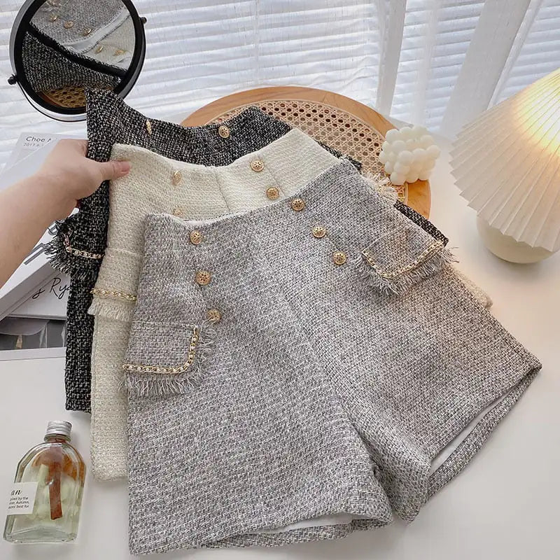 Double Breasted High Waist Shorts for Women