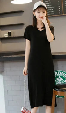 Plus Size Short Sleeve Dress for Women - V-Neck Summer Dress