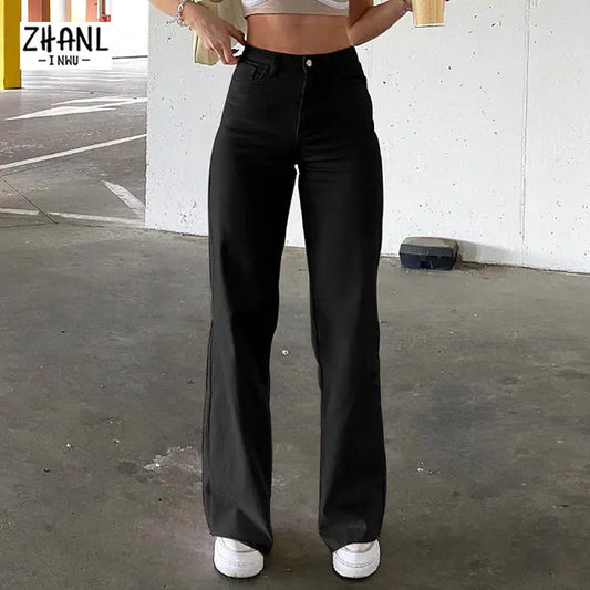 Trendy Wide Leg Slim Fit Ladies Jeans