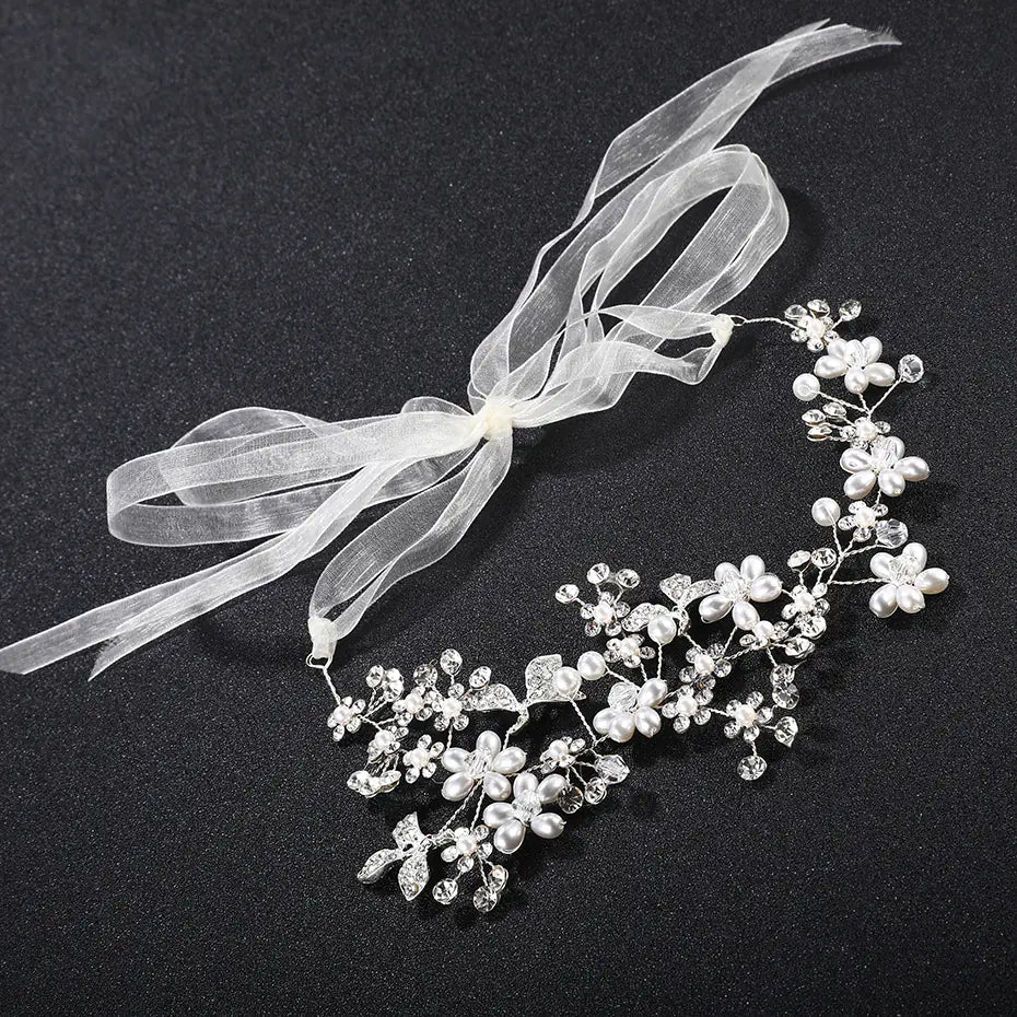 New Bride Hair Accessories, Handmade Pearl Headband