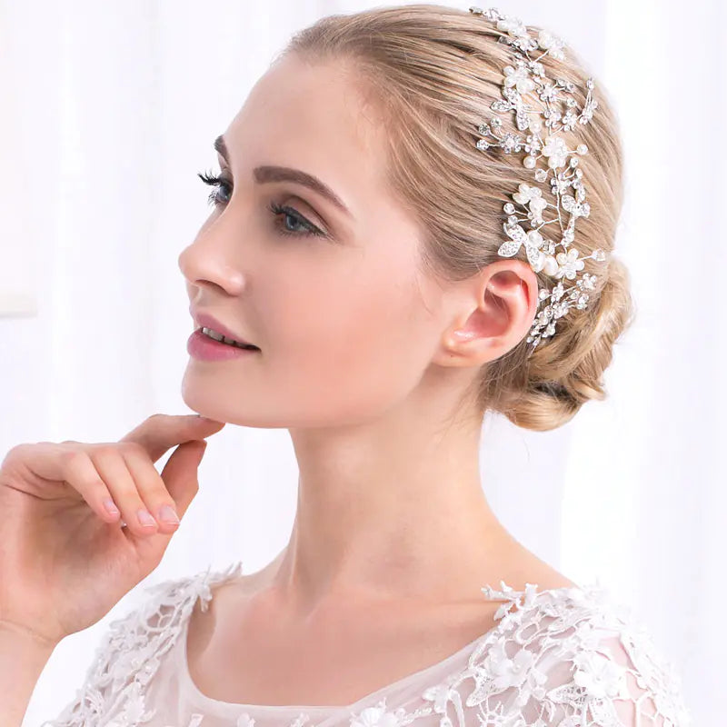 New Bride Hair Accessories, Handmade Pearl Headband
