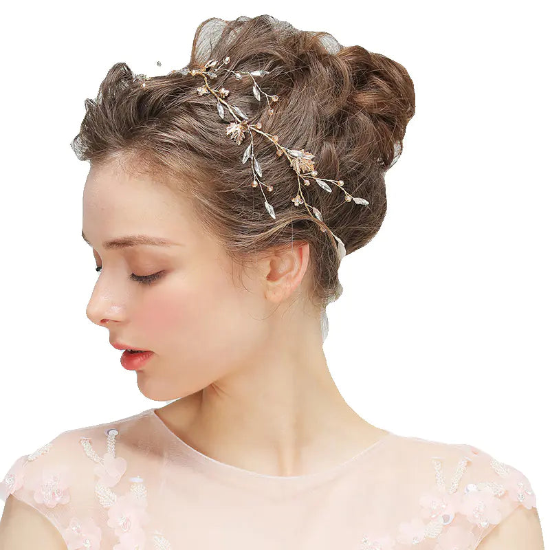 Handmade Bridal Hair Accessories with Crystal Headband