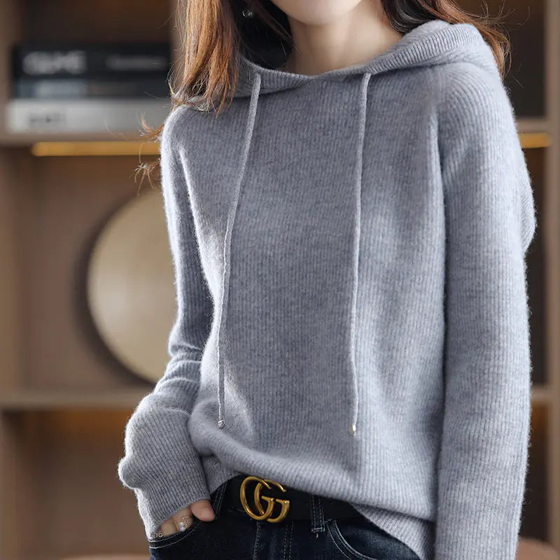 Hooded Cashmere Pullover Sweater for Women