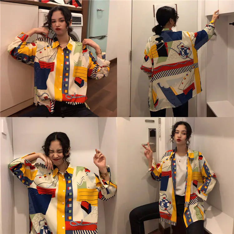 Vintage French Style Long Sleeve Shirt for Women