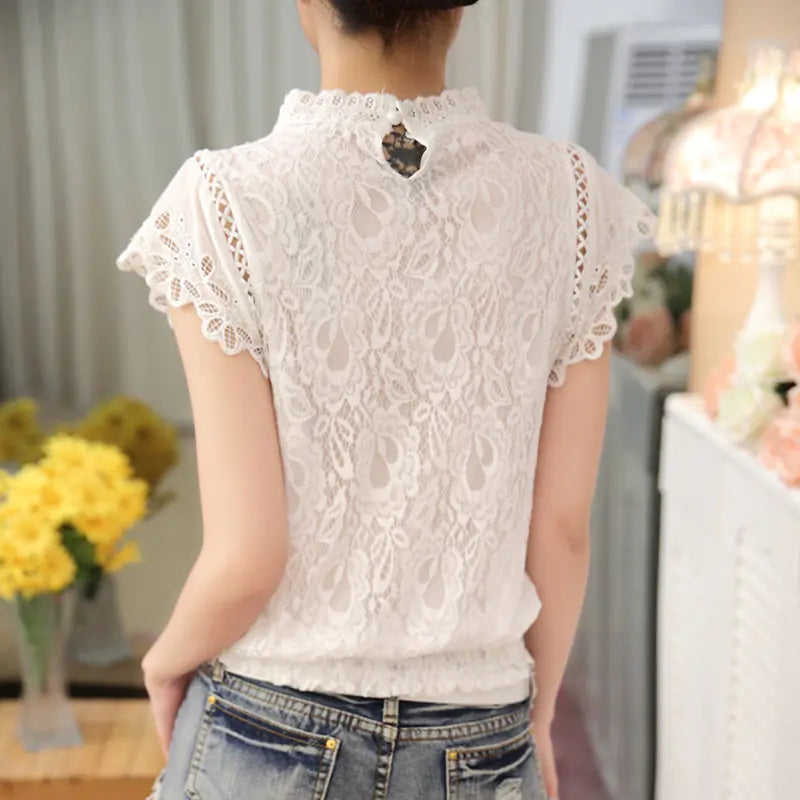 Plus Size Lace Short Sleeve Top for Women