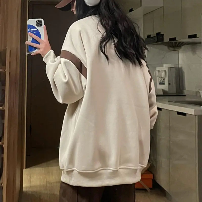 Plus Velvet Loose Hoodies for Women - Vintage Streetwear