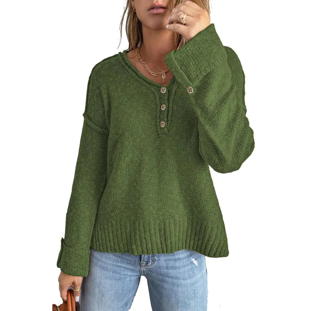 Loose Button Knitted Sweater for Women