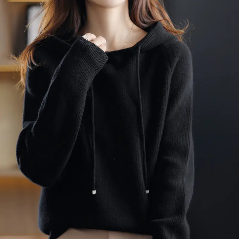 Hooded Cashmere Pullover Sweater for Women