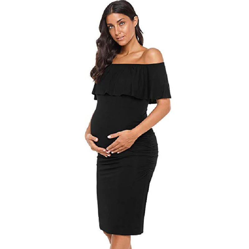 2019 Women's Floral Off-Shoulder Maternity Dress