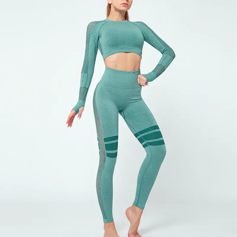 TYKM Women's Long Sleeve Workout Leggings Set