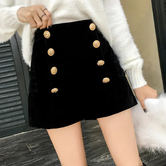 High-Waisted Velvet Shorts for Women (Autumn)