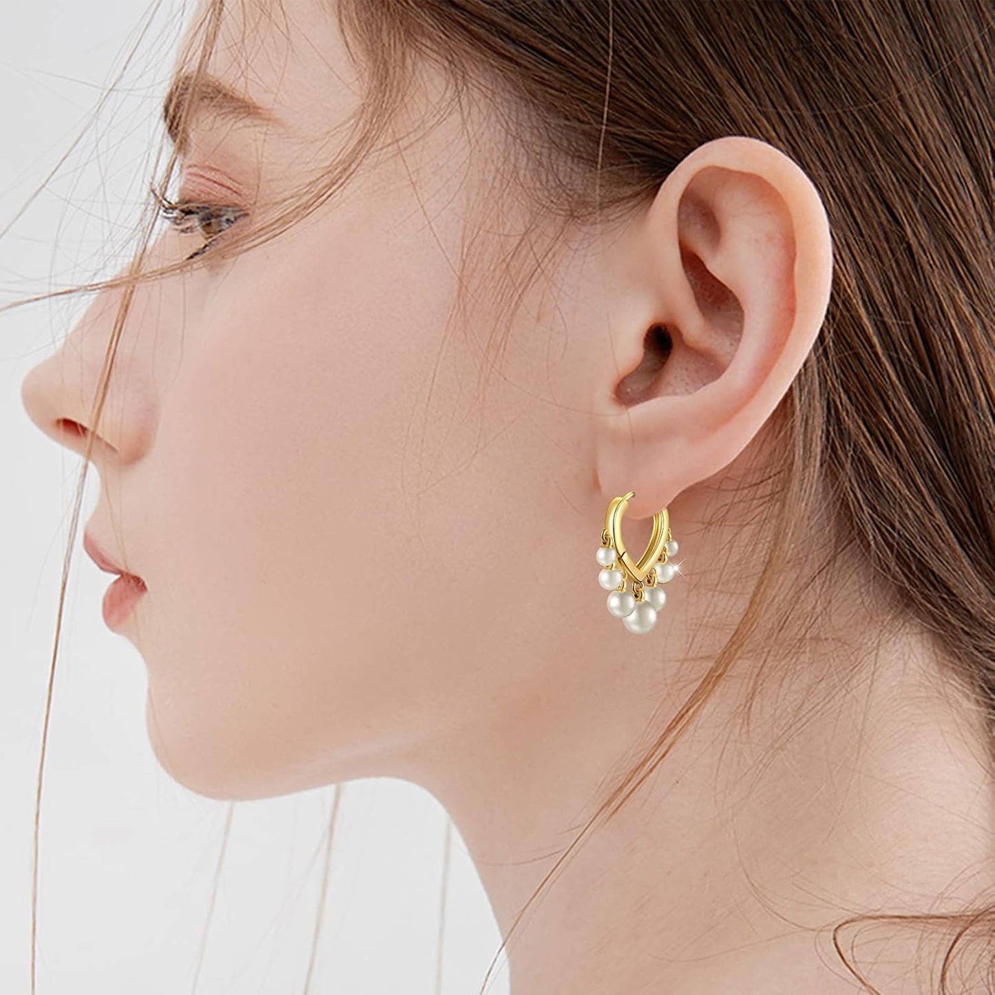 Huggie Earrings for Women 14K Gold Plated Earrings Dainty Statement Sterling Silver Cute Dangle Earring Hypoallergenic Huggie Hoop Earrings for Wome Trendy Prom Party Jewelry Gift
