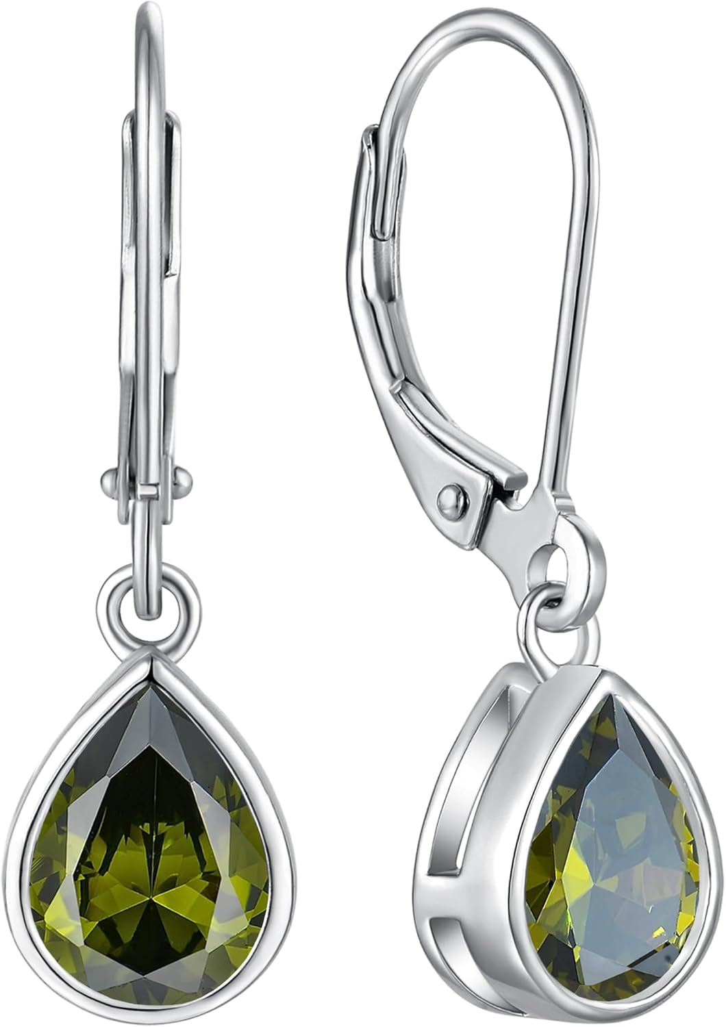 925 Sterling Silver Solitaire Teardrop Dangle Drop Earrings Pear/Heart/Round Cut Birthstone Leverback Earrings Jewelry for Women