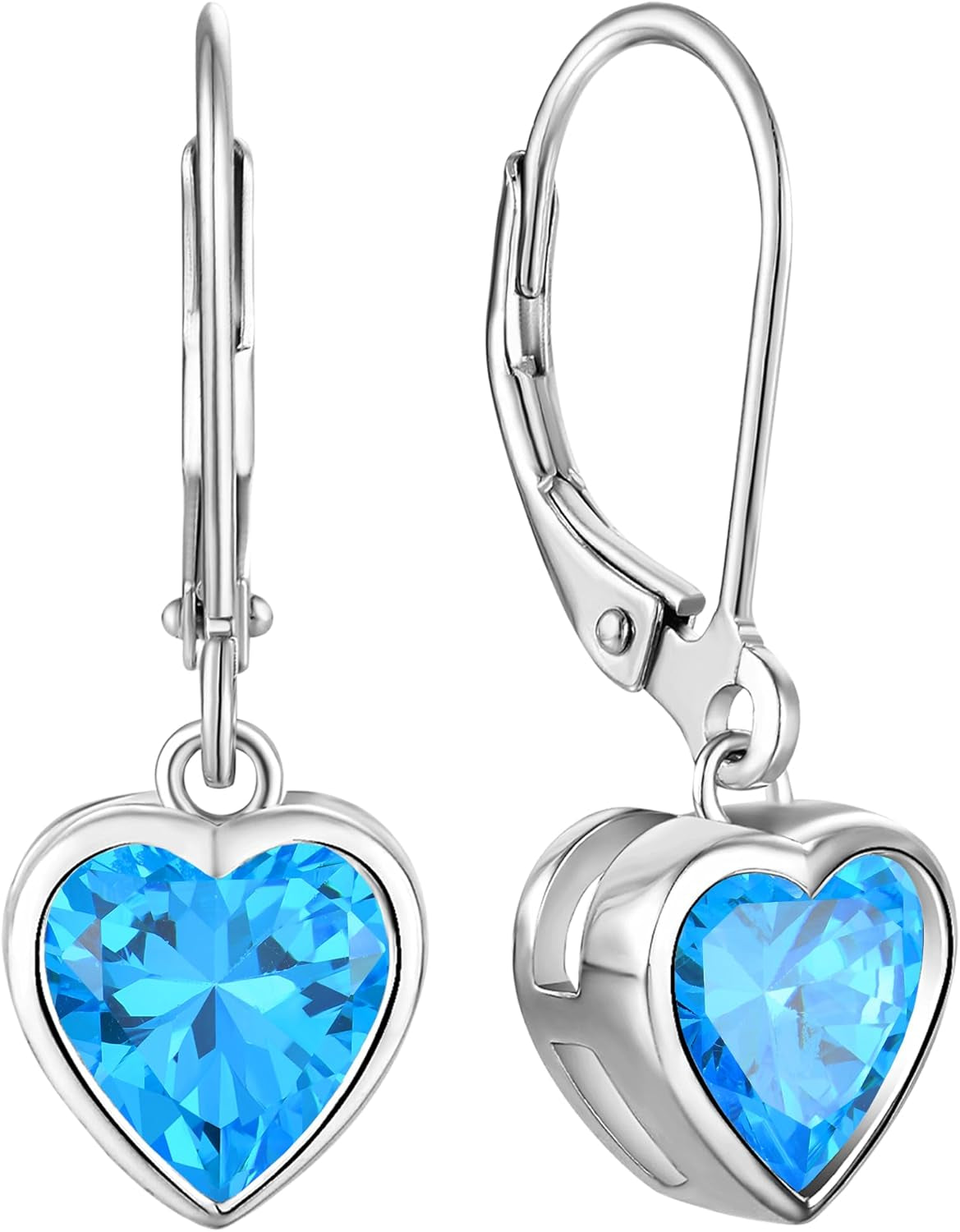 925 Sterling Silver Solitaire Teardrop Dangle Drop Earrings Pear/Heart/Round Cut Birthstone Leverback Earrings Jewelry for Women