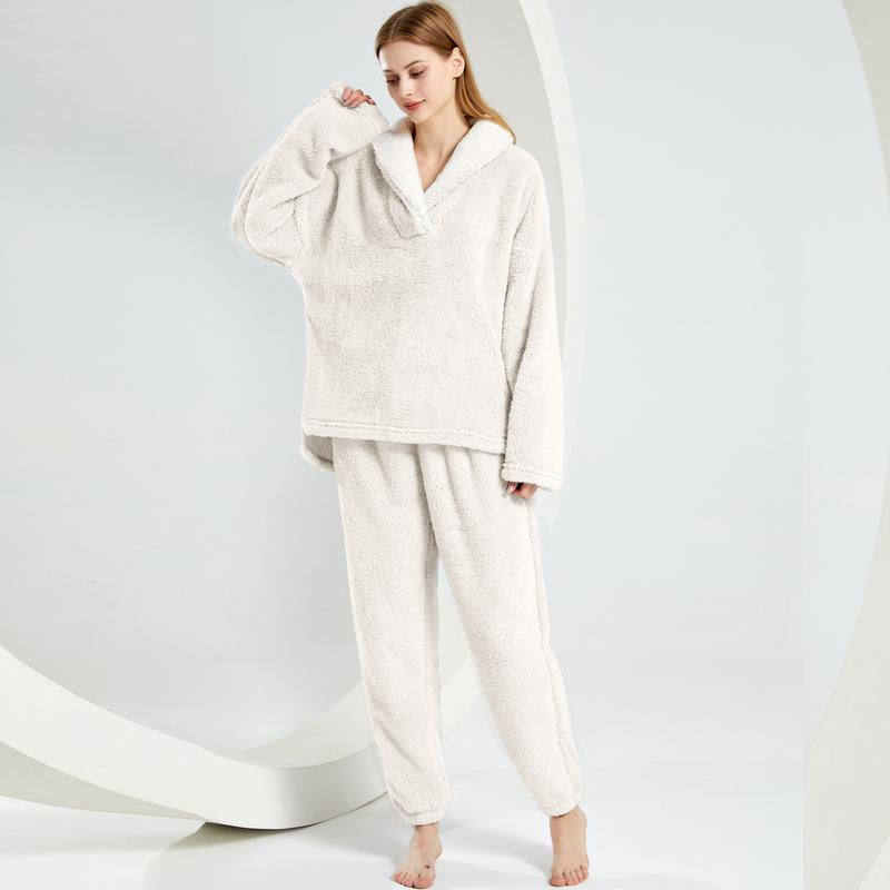 Arssm Women' S Fluffy Pajamas Set Fleece Pullover Pants Loose Plush Sleepwear 2 Piece Pjs Set Warm Loungewear Fuzzy Outfit Long Sleeve Pajama Sets Women