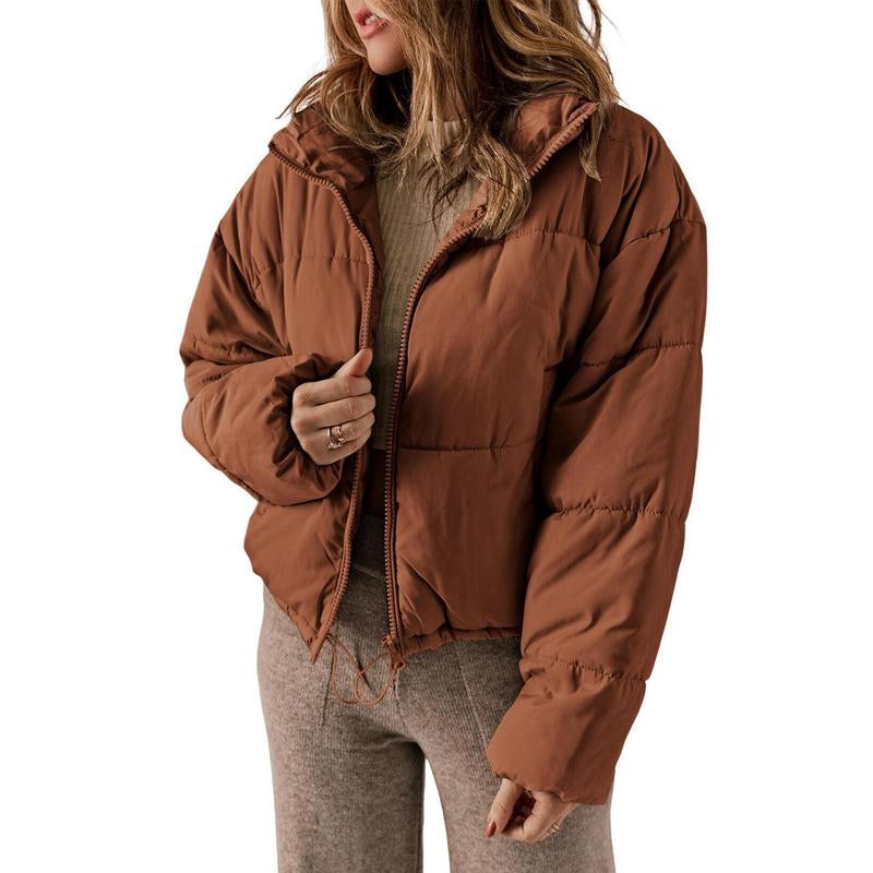 Dokotoo Womens Winter Quilted Jackets Long Sleeve Full Zip Puffer Jacket Coats with Pockets