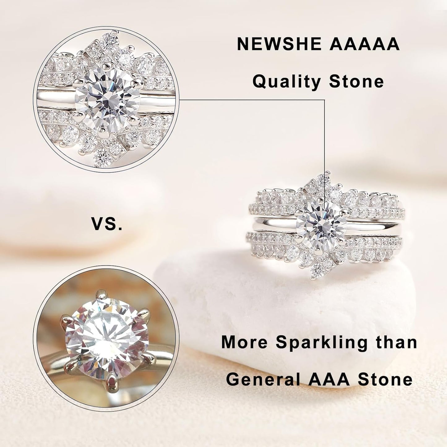 Cz Wedding Rings for Women Engagement Ring Enhancer Band Bridal Set Sterling Silver Size 4-13
