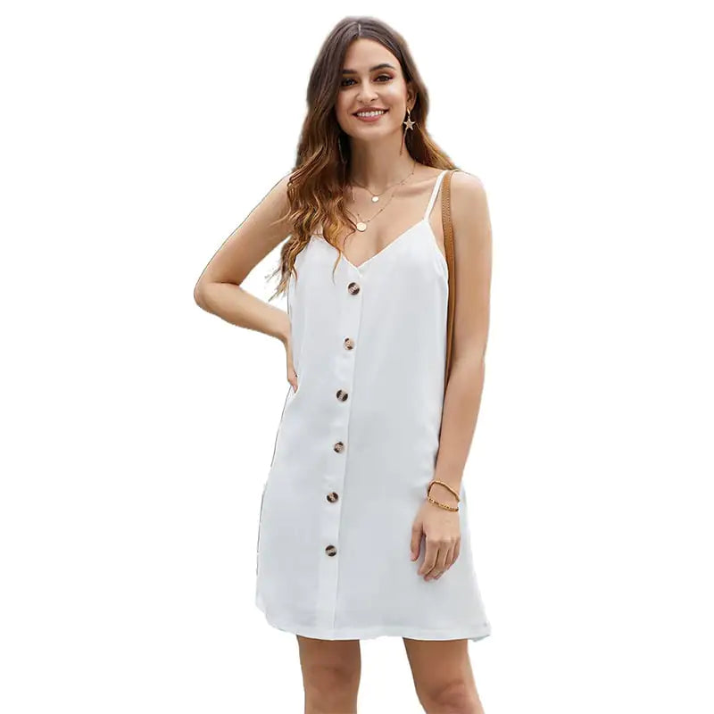 Summer Solid Color Sleeveless Dress for Women