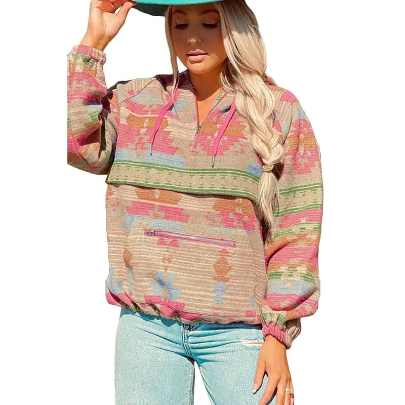 Abstract Printed Hoodie for Women