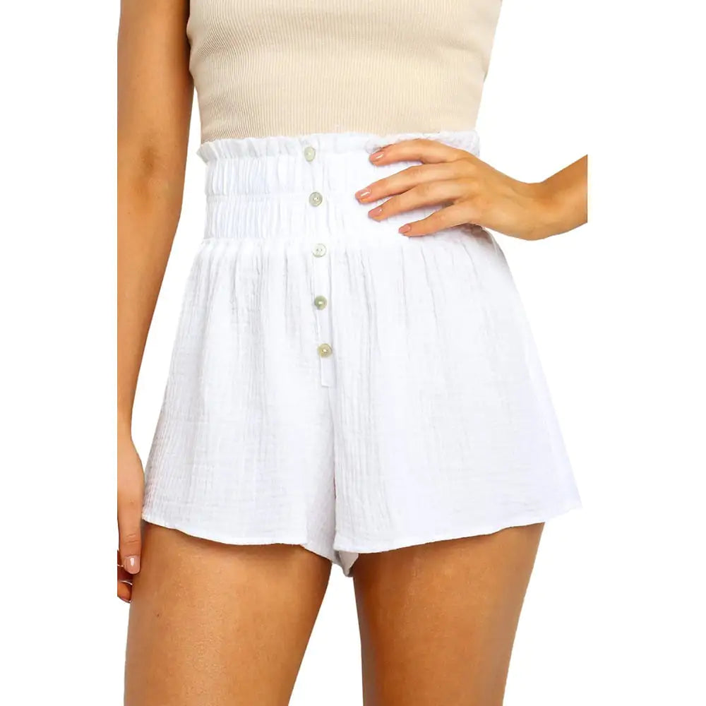 High Waist Pure Color Summer Shorts for Women