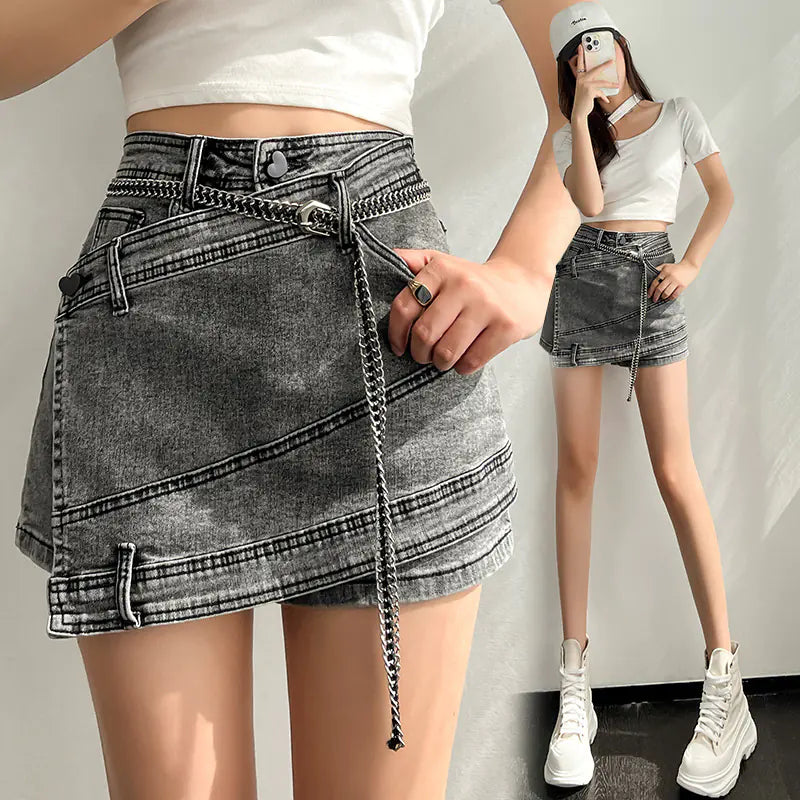 Irregular Splicing Denim Skirt for Women